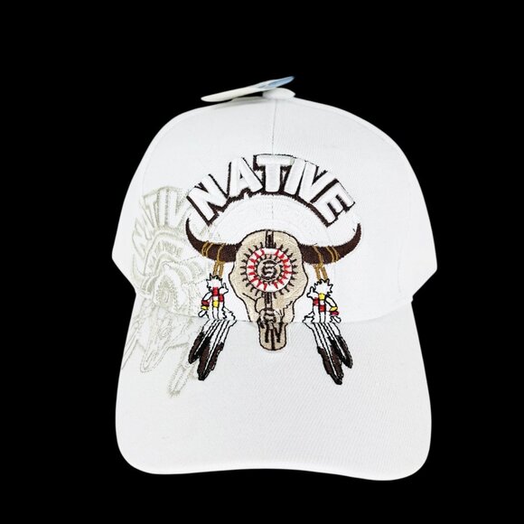Native Pride Men's White Cap One Size Embroidered Front Adjustable NWT - Picture 1 of 7